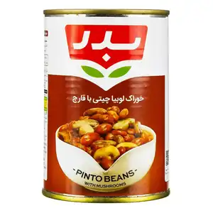 کنسرو خوراک لوبیا چیتی با قارچ 430 گرمی بدر