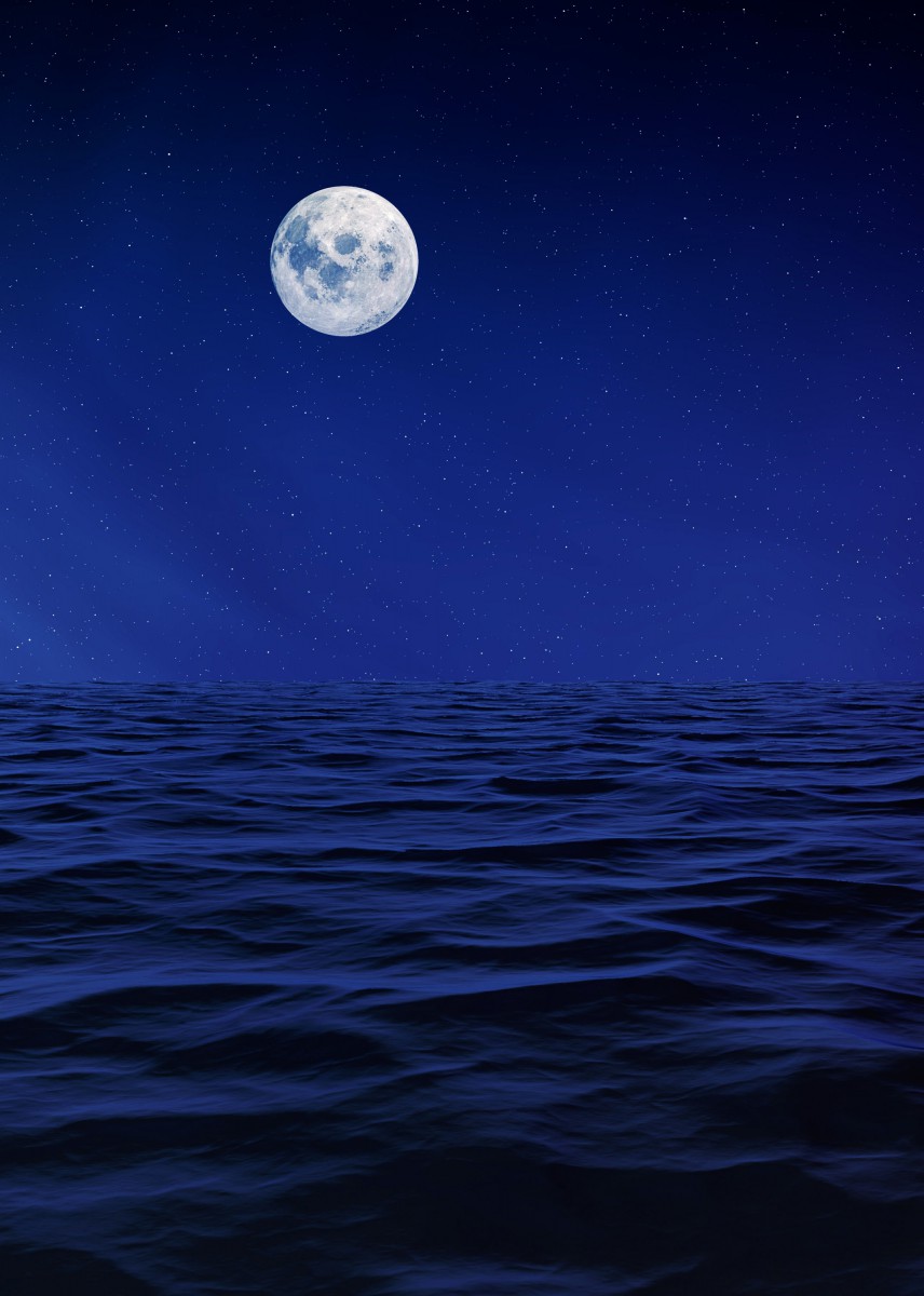 ماه-دریا-آبی-شب