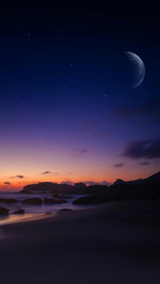 شب-ساحل-صخره