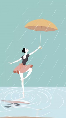 دختر-آبی-باران-چتر