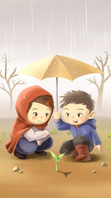 عاشقانه-چتر-باران-گیاه